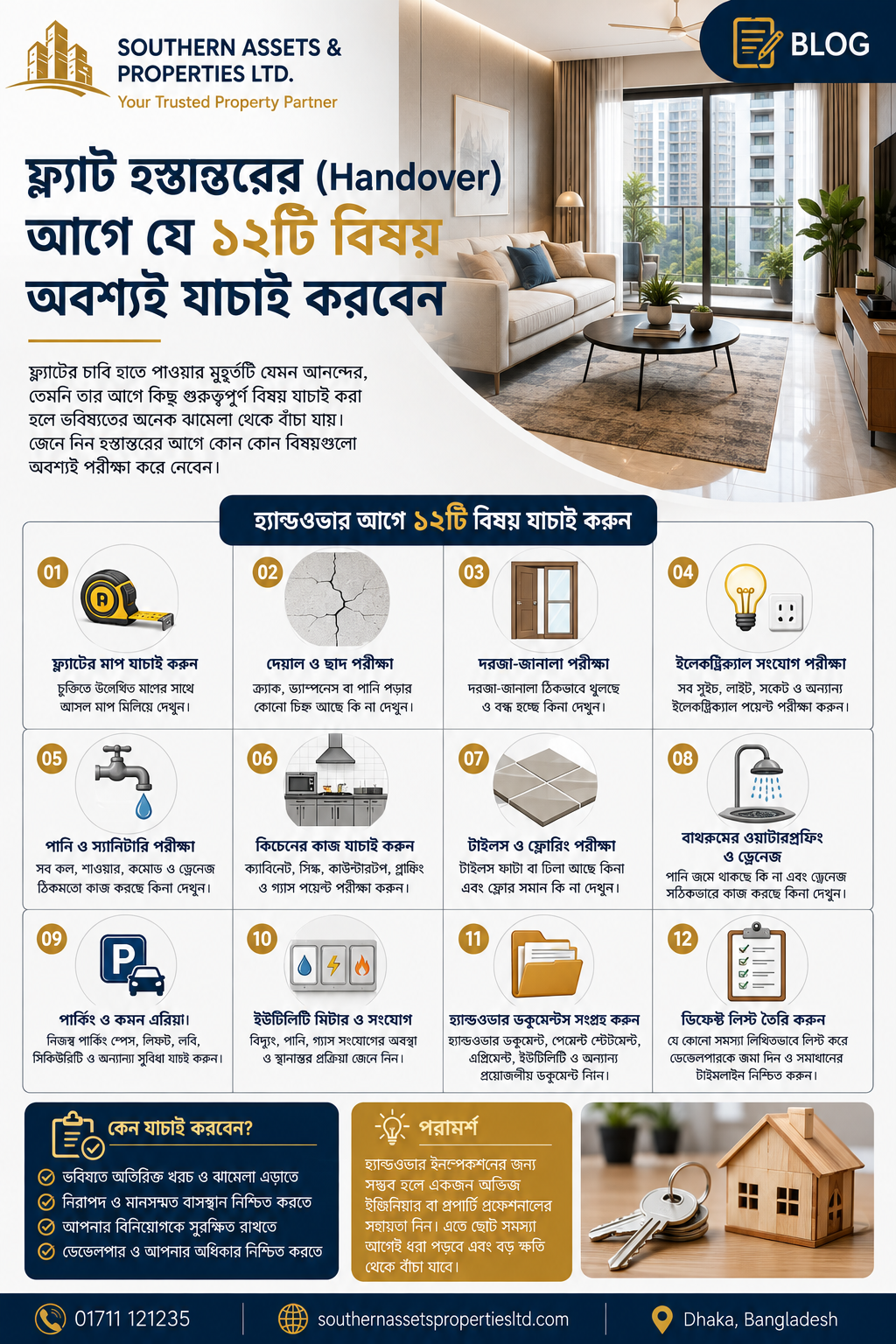 ফ্ল্যাট হস্তান্তরের (Handover) আগে যে ১২টি বিষয় অবশ্যই যাচাই করবেন
